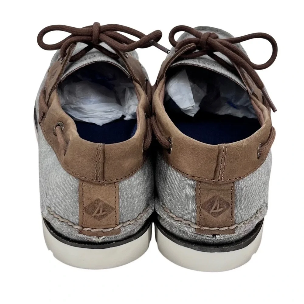 Sperry Top-Sider Boat Shoes Mens 10 Grey Brown‎ STS18767 Canvas Leather Loafers